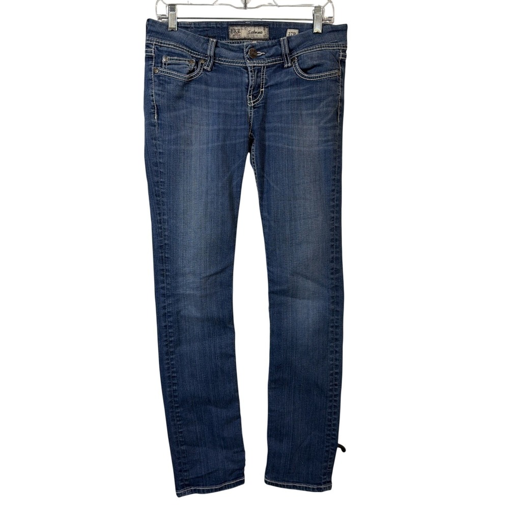 BKE Sabrina Jeans Womens 27R Blue Skinny Mid Rise Medium Wash Contrast Stitch - Picture 5 of 9